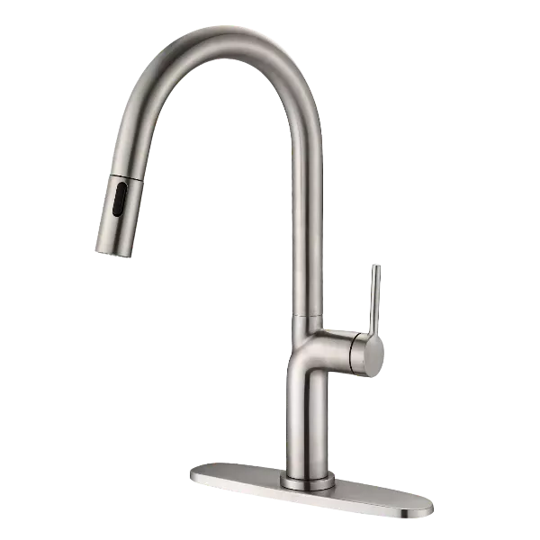 Pull Down Single Handle Kitchen Sink Faucet in Brushed Nickel