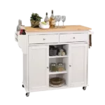 ACME Tullarick Kitchen Cart, Natural & White 98305