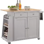 ACME Tullarick Kitchen Cart, Natural & Gray 98310
