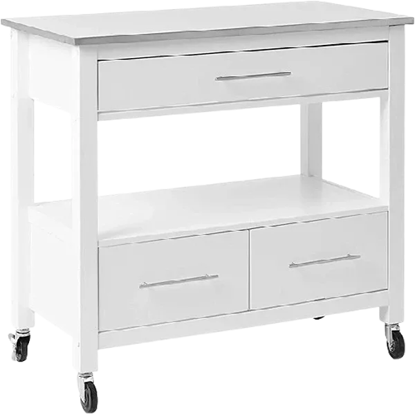 ACME Ottawa Kitchen Cart, Stainless Steel & White