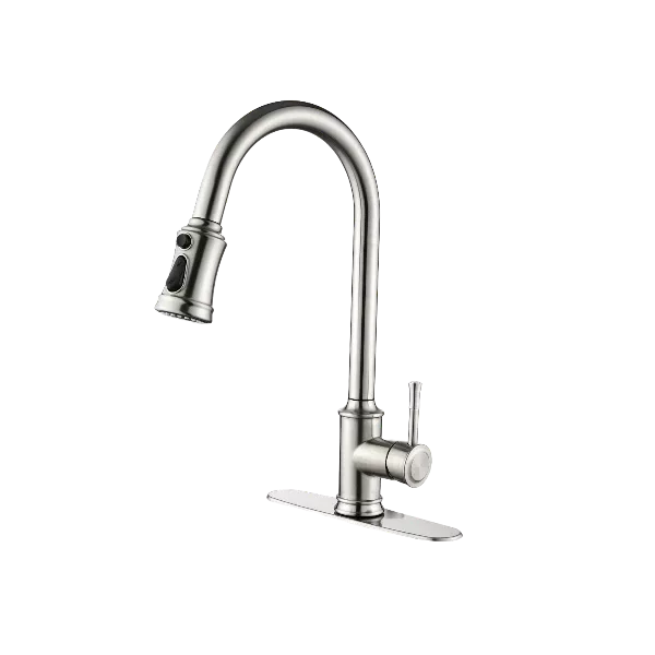Single Handle Pull Down Kitchen Faucet with Touch Sensor in Brushed Nickel