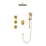 Shower System with Shower Head, Hand Shower, Slide Bar, Bodysprays, Shower Arm, Hose, Valve Trim, and Lever Handles