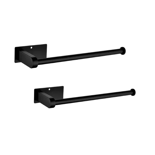 2 Pack Paper Towel Holder Wall Mount, Black Paper Towel Holder Under Cabinet, Self Adhesive Paper Towel Holders, Kitchen Towel Holder for Kitchen Organization and Storage (12inch, 2 Pack)