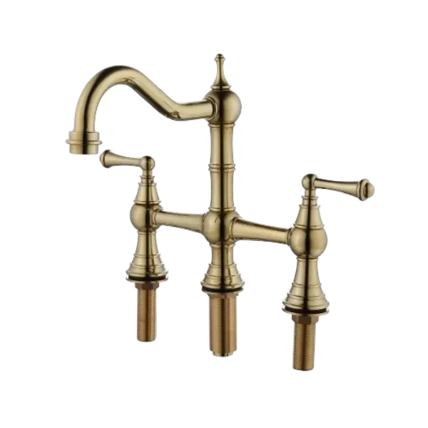 Bridge Dual Handles Kitchen Faucet With Pull-Out Side Spray