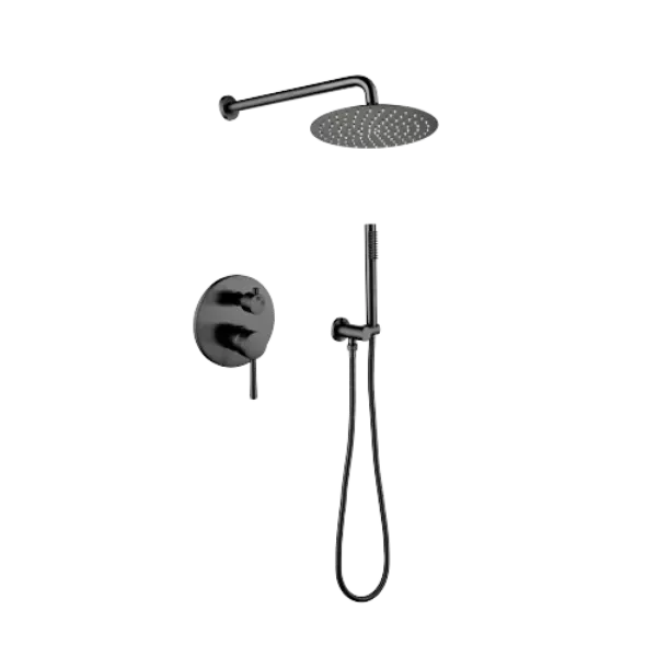 Shower System, Wall Mounted Shower Faucet Set for Bathroom with High Pressure 10" Stainless Steel Rain Showerhead Handheld Shower Set, 2 Way Pressure Balance Shower Valve Kit, Matte Black