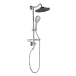 ShowerSpas Shower System, with 10" Rain Showerhead, 4-Function Hand Shower, Adjustable Slide Bar and Soap Dish, Brushed Nickel Finish