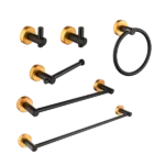 6-Pieces Brushed Gold Bathroom Hardware Set SUS304 Stainless Steel Round Wall Mounted Includes Hand Towel Bar,Toilet Paper Holder,Robe Towel Hooks,Bathroom Accessories Kit