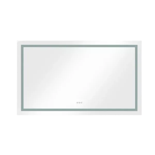 60*36 LED Lighted Bathroom Wall Mounted Mirror with High Lumen+Anti-Fog Separately Control+Dimmer Function