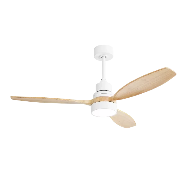 52 in. with LED Light Indoor/Outdoor White Ceiling Fan Wood and Remote Control