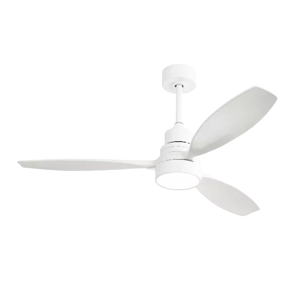 Sofucor 52" Ceiling Fan with Lights Remote Control, 3 Poles for Indoor Outdoor Ceiling Fan with Remote, Wood Ceiling Fan with 3 Color Temperature, White Wood & White Downrod