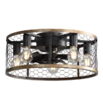 20 in. 5 Light Bulb 6 Speed Reversible Motor Black Plus Gray Indoor Ceiling Fan with Remote Control