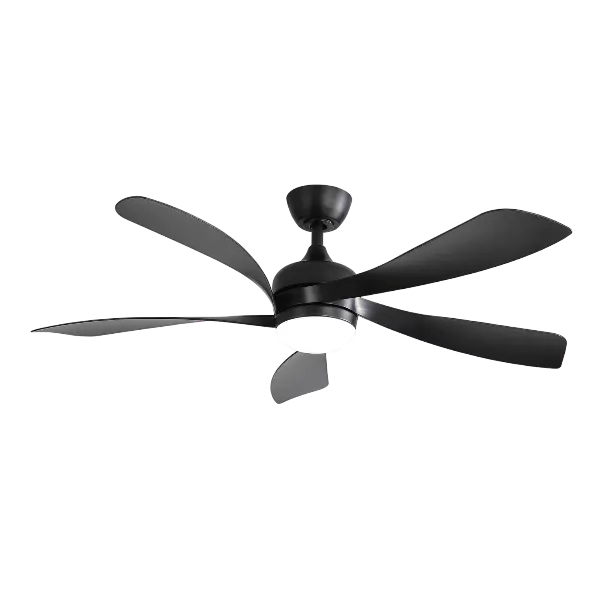 52 in. Indoor/Outdoor 5 Blades Black Downrod Ceiling Fan with Led Lights and 6 Speed DC Remote-Morden, Farmhouse