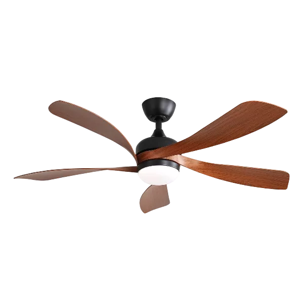 52 in. Indoor/Outdoor 5 Blades Black Downrod Ceiling Fan with Led Lights and 6 Speed DC Remote-Morden, Farmhouse