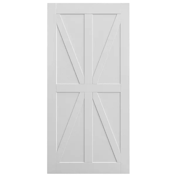 ELF 28" x 84" Star Style Real Primed Door Slab + 6.6FT Barn Door Sliding Hardware + Adjustable Floor Guider + Pull Handle, DIY Unfinished Paneled Door, Modern Interior Barn Door, Moisture-proof