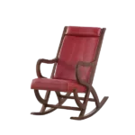 Burgundy PU Rocking Chair of Wooden Frame And Legs Ideal for Living Room & Bedroom