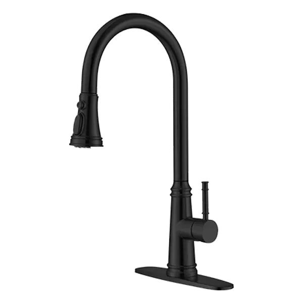 Single Handle Pull Down Kitchen Faucet with Spot Resistant in Matte Black