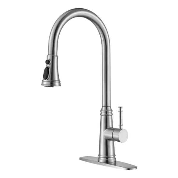 Pull-Down Single-Handle Kitchen Faucet in Brushed Nickel