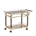 ACME Helmut Serving Cart, Gold Plated & Clear Glass