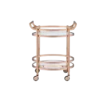 ACME Lakelyn Serving Cart, Rose Gold & Clear Glass