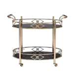 ACME Ottesen Serving Cart, Gold & Black Glass