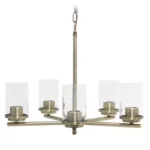 Modern 5-Light Metal Hanging Chandelier with Yellow Finish and Clear Glass Shade For Indoor