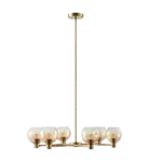 6-light Gold Glass Globe Chandelier with Adjustable Height For Indoor