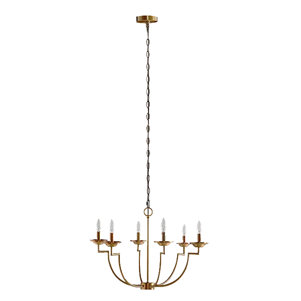 6-Light Matte Gold Wagon Wheel Classic Chandelier for Entryway/Dining Room with no Bulbs For Indoor