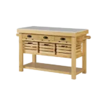 ACME Grovaam Kitchen Island, Marble & Natural Finish