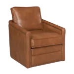 Modern Brown Leather Accent Chair of Wooden Frame ideal For Living Room Bedroom.