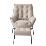 Modern Khaki Leather Accent Chair & Ottoman of metal Frame & Legs Ideal For Living Room Bedroom.