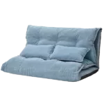Metal frame Blue Adjustable Folding Futon Sofa For Reading , Sleeping, Video Gaming with Two Pillows
