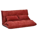 Metal frame Red Velvet Adjustable Folding Futon Sofa For Reading , Sleeping, Video Gaming with Two Pillows
