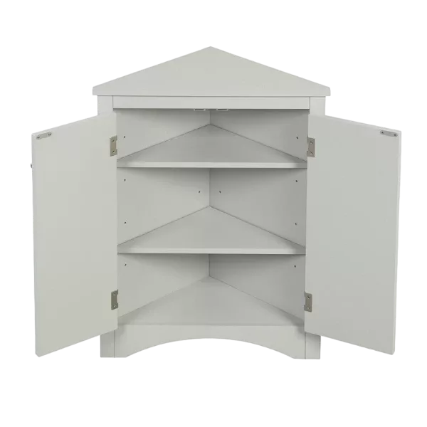 Gray Triangle Bathroom Storage Cabinet with Adjustable Shelves, Freestanding Floor Cabinet for Home Kitchen