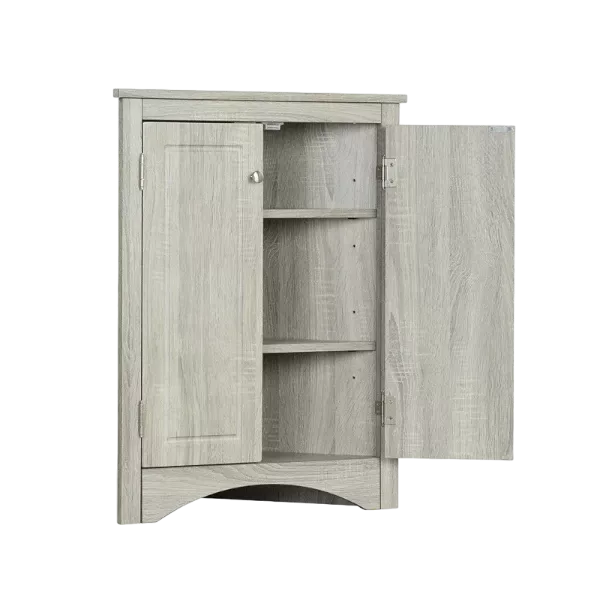 Open Style Shelf Cabinet with Adjustable Plates Ample Storage Space Easy to Assemble, Oak