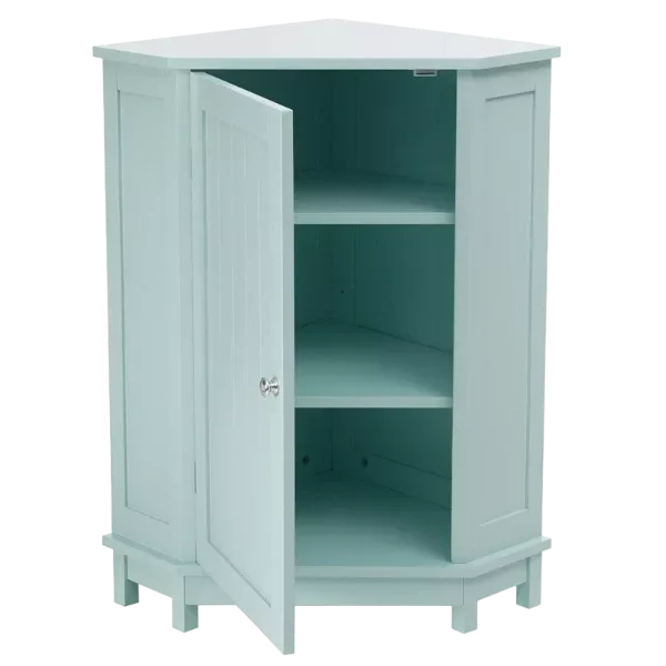 Modern Style MDF Green Bathroom Cabinet Triangle Corner Storage Cabinet with Adjustable Shelf