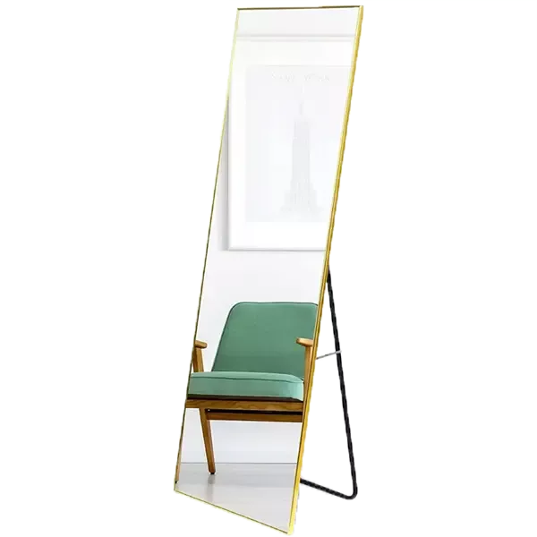 22 in. W x 65 in. H Large Rectangular Aluminum Framed Wall/Floor Mirror Bathroom Vanity Mirror in Gold