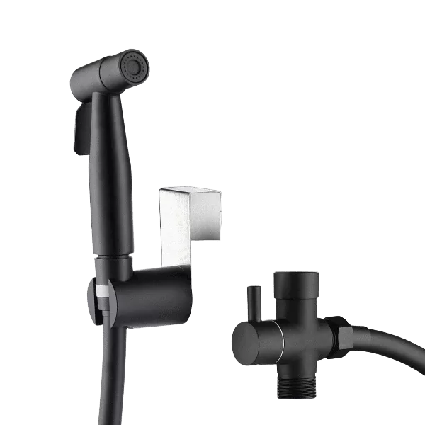 Single-Handle Bidet Faucet with Sprayer Holder in Black Color
