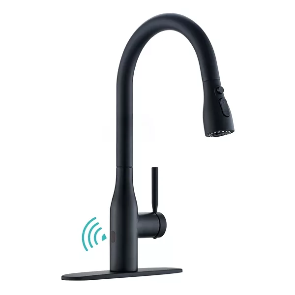 Touchless Single Handle Pull-down Kitchen Faucet with Deck Plate