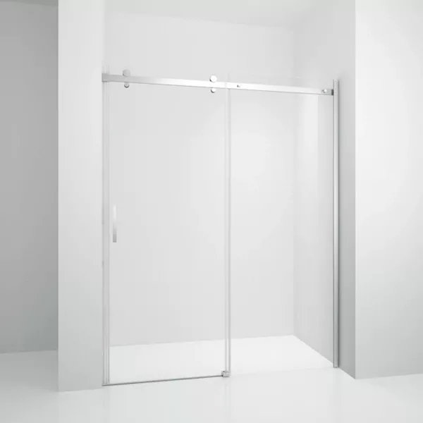48 in. W x 76 in. H Frameless Bypass Sliding Shower Door in Brushed Nickel
