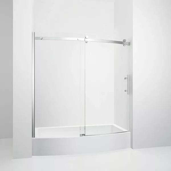 48" in W x 76" Aluminium Frameless Bypass Sliding Shower Door With Chrome Look