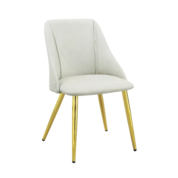 Modern 2 pcs White Side Chair with Golden Stainless Steel Legs