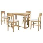 Modern Brown 5-Piece Rectangular Dining Table Set with 4 Dining Chairs for Small Places