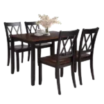 Modern Black Cherry 5-Piece Rectangular Dining Table Set With 4 Accent High Back Chairs For Dining Room