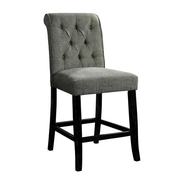 Rustic Style Set of 2 Beige Counter Height Chairs
