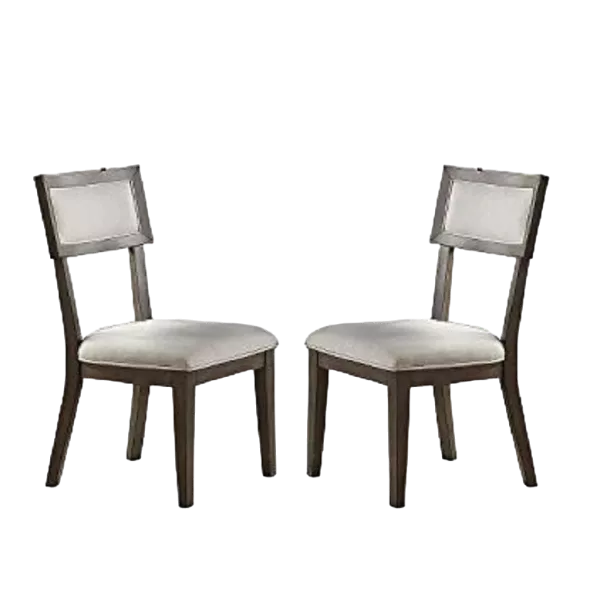 Modern Solid wood & Veneer 2pcs Dining Room Chairs with Grey Cushion Seat back