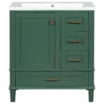 30" Bathroom Vanity in Green, Modern Bathroom Cabinet with Sink Combo Set, Bathroom Storage Cabinet with a Soft Closing Door and 3 Drawers, Solid Wood Frame