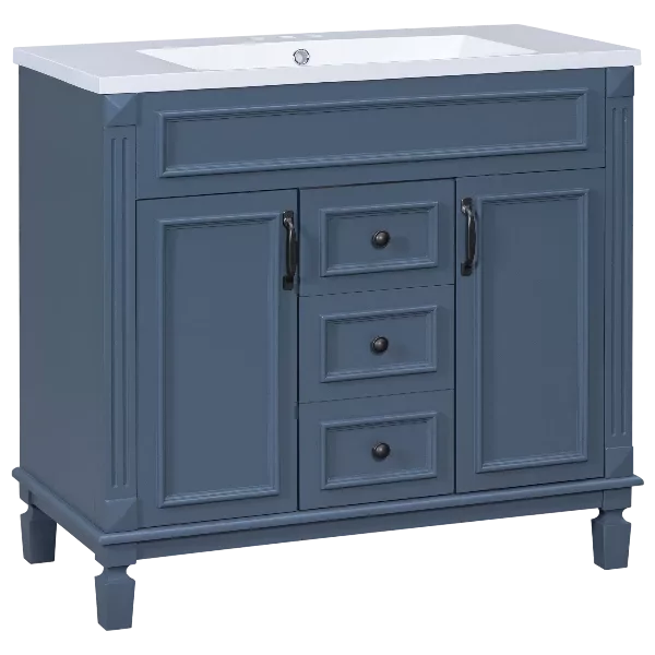 36'' Bathroom Vanity with Top Sink, Modern Bathroom Storage Cabinet with 2 Soft Closing Doors and 2 Drawers, Single Sink Bathroom Vanity