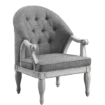 "Modern Gray & White Fabric Florian Chair with Wooden Frame & Legs - Ideal for Living Room or Bedroom