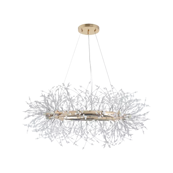 12-Light Rustic Modern American Round Crystal Chandelier with Adjustable Height For Indoor