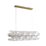 18 Bulbs Island Lighting Fixture Postmodern Restaurant Pendant Lamp with Horizontal Crystal Hexagon Shade in Brass For Indoor